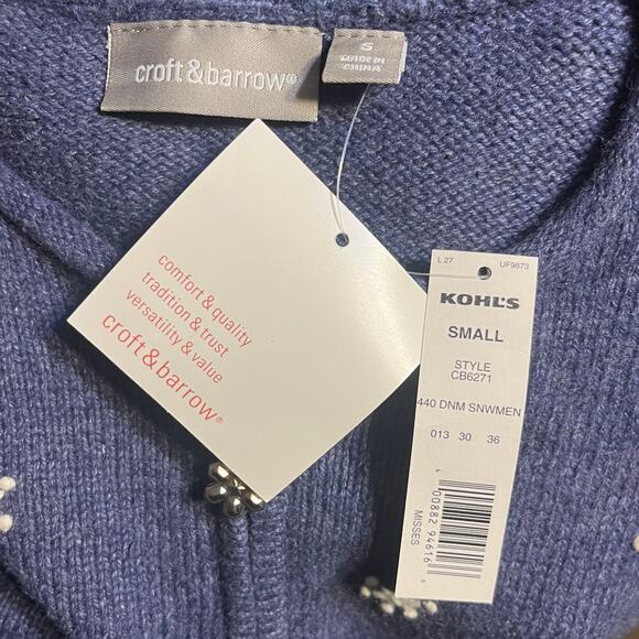 NWT Vtg Croft & Barrow Christmas Knit Cardigan Sweater Full Zip Sz Small Snowman - Picture 5 of 7